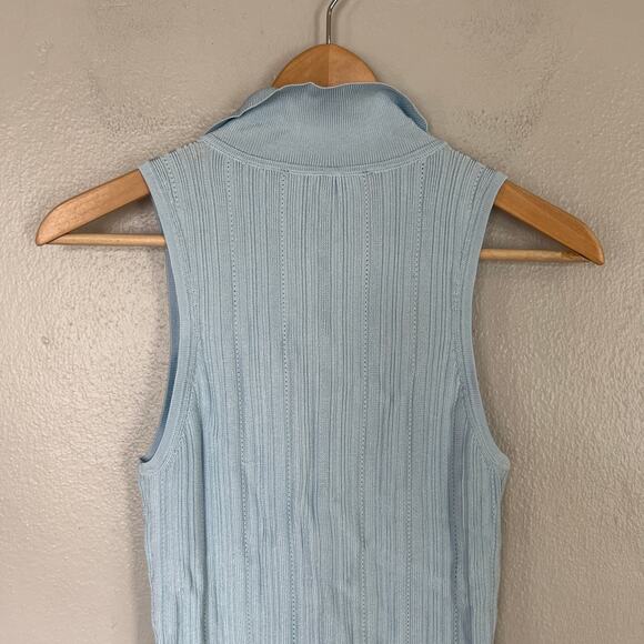 WHITE HOUSE BLACK MARKET Women's Size M Rib Sweater Halter Tank Top Blue WHBM - Picture 6 of 10